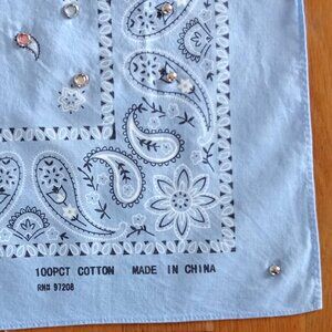 Sky Blue Vintage Cotton Bandana with Silvertone Studs